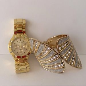 Gold Strada watch and Gold Crystal Bracelet Bundle
